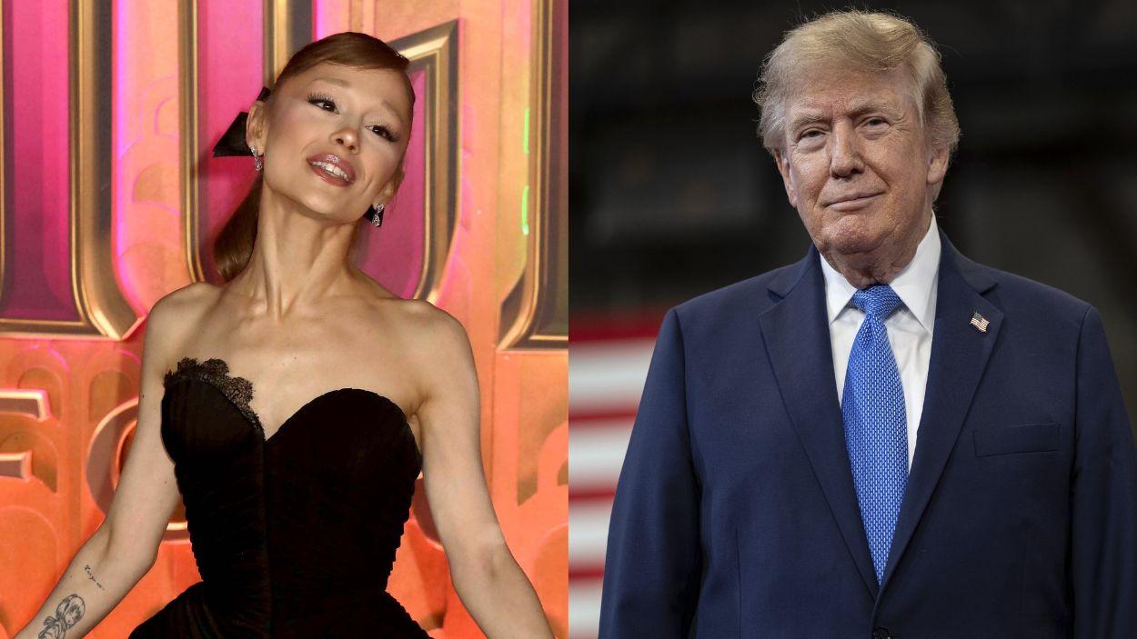La cantante Ariana Grande y el presidente estadounidense Donald Trump. EP. 