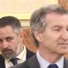 El presidente de Vox, Santiago Abascal, y el presidente del PP, Alberto Núñez Feijóo, en una imagen de archivo. EP.