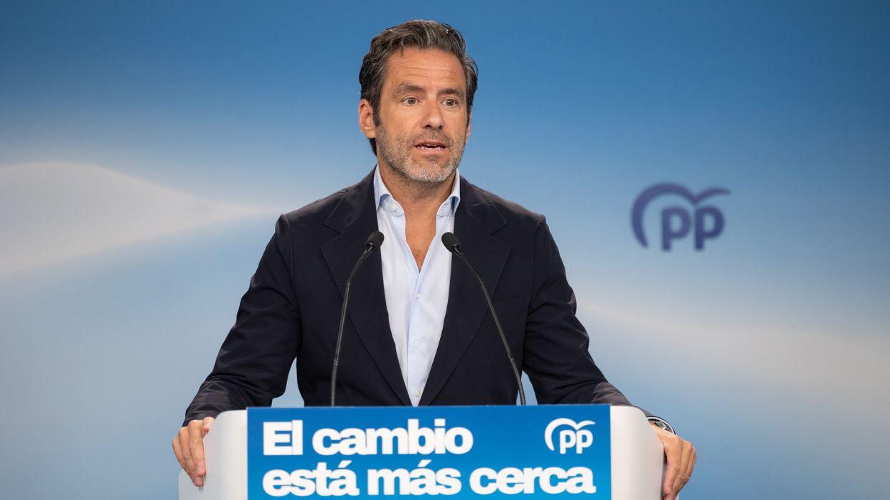 El portavoz nacional del Partido Popular, Borja Sémper, durante la rueda de prensa posterior al Comité de Dirección del PP, a 24 de agosto de 2026, en Madrid (España). EP.