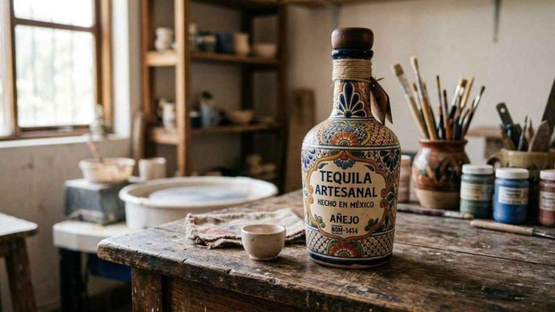 Botella de tequila artesanal