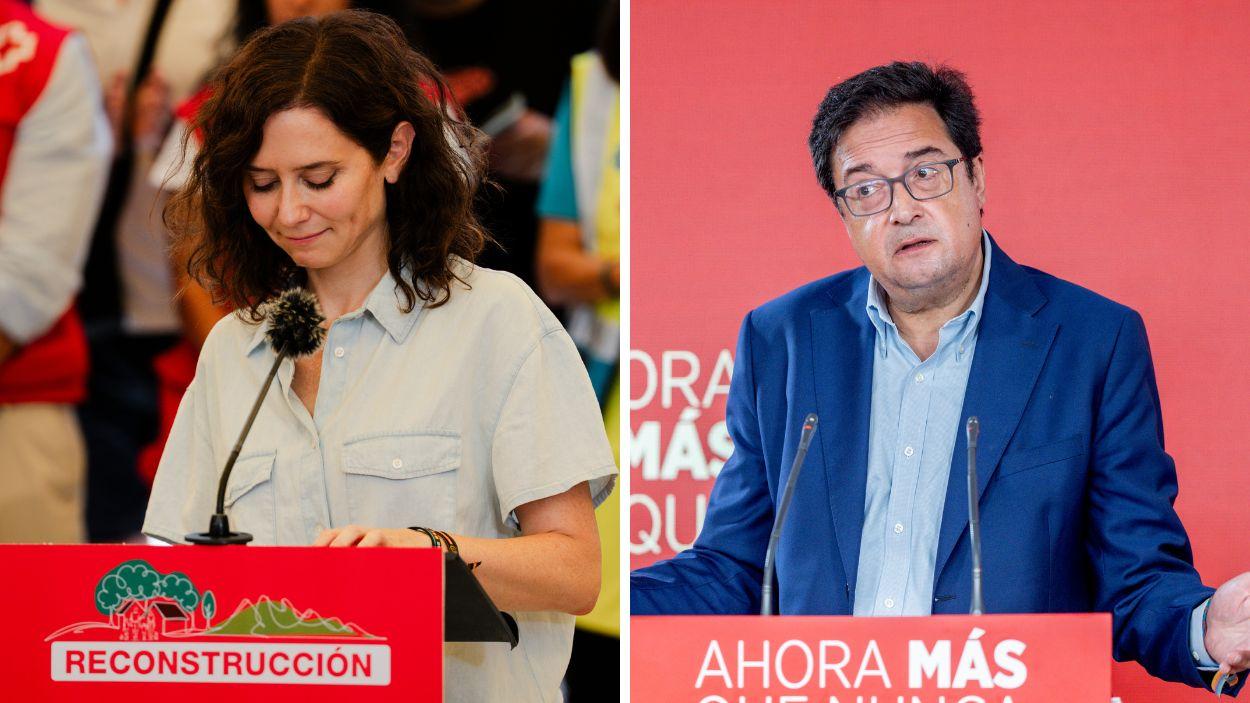 La presidenta de la Comunidad de Madrid y el secretario general del PSOE de Madrid. EP.