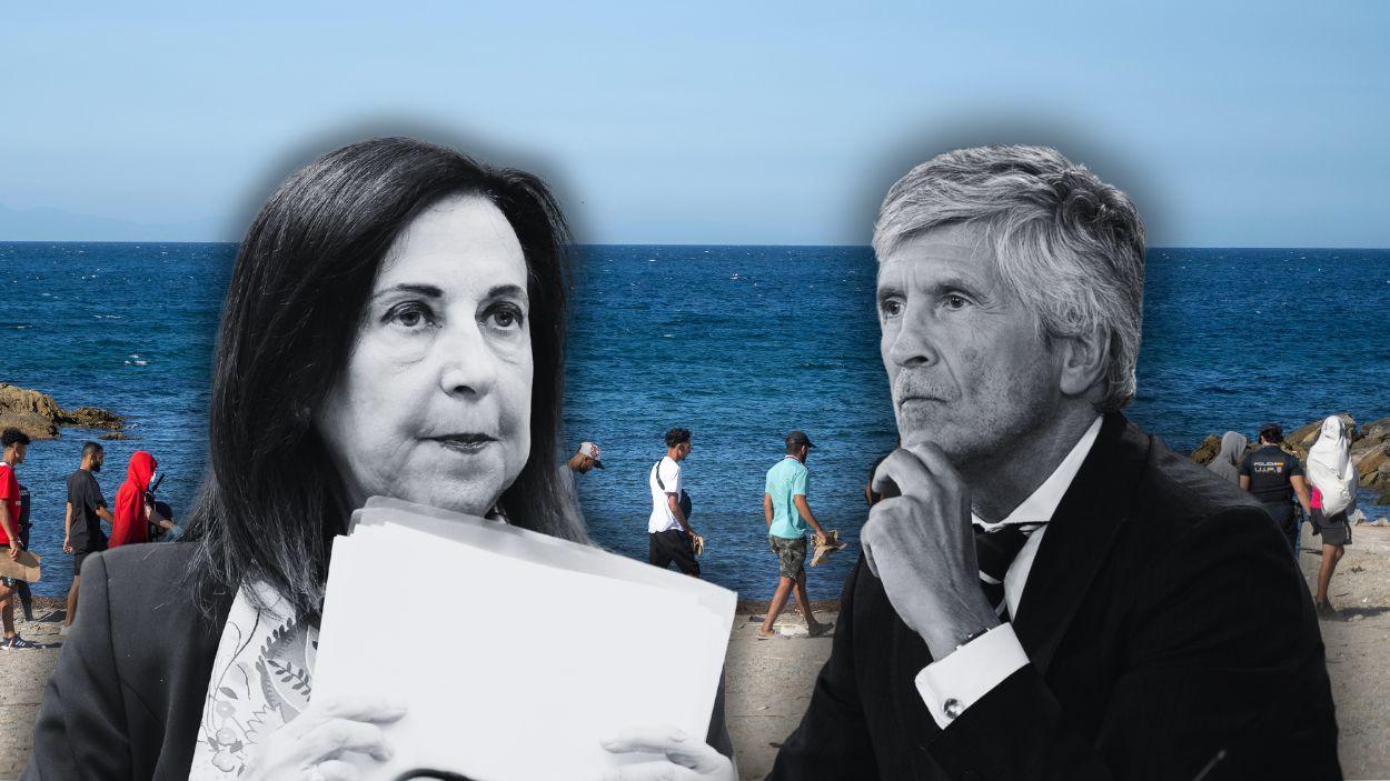 La ministra de Defensa, Margarita Robles, y el ministro del Interior, Fernando Grande Marlaska. Montaje propio.