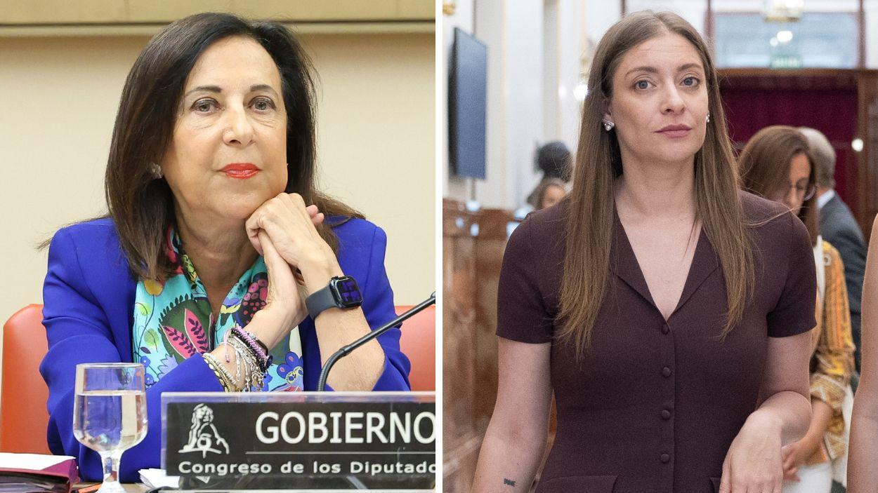 La ministra de Defensa, Margarita Robles, y la portavoz del PP, Ester Muñoz. EP.