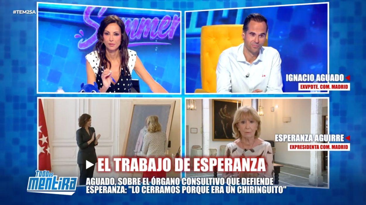 Ignacio Aguado y Esperanza Aguirre en 'Todo es Mentira'. MEDIASET. 