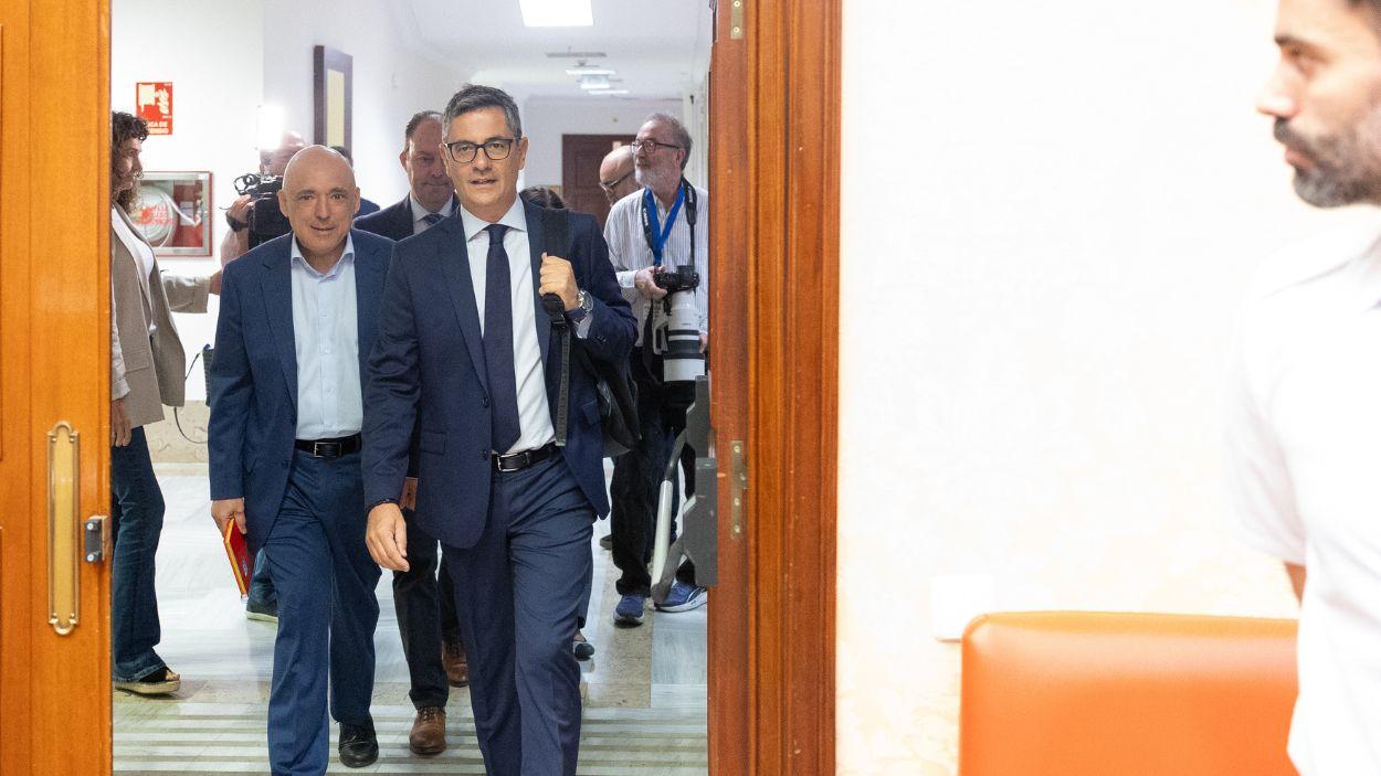 El ministro de la Presidencia, Justicia y Relaciones con las Cortes, Félix Bolaños, comparece a petición propia ante la Comisión Mixta de Seguridad Nacional, en el Congreso de los Diputados, a 18 de agosto de 2026, en Madrid (España). EP.