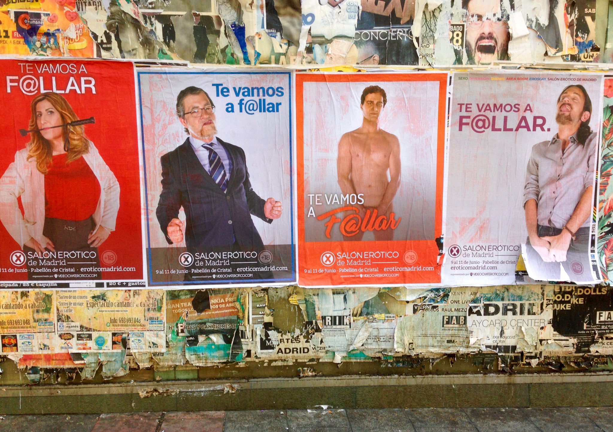 carteles del salón erótico en las calles de Madrid