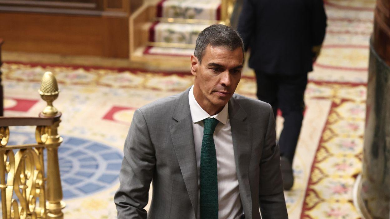 El presidente del Gobierno, Pedro Sánchez, en su comparecencia ante el Congreso de los Diputados. EP