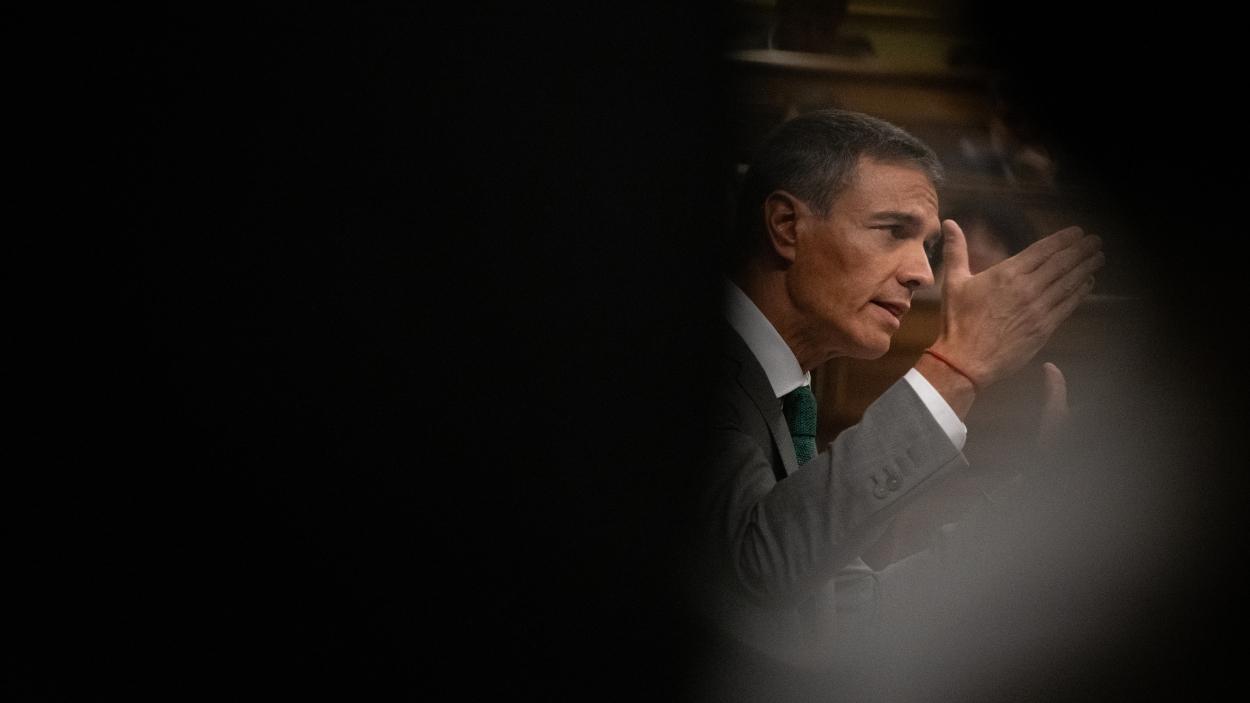 El presidente del Gobierno, Pedro Sánchez, durante su comparecencia ante el Congreso de los Diputados. EP