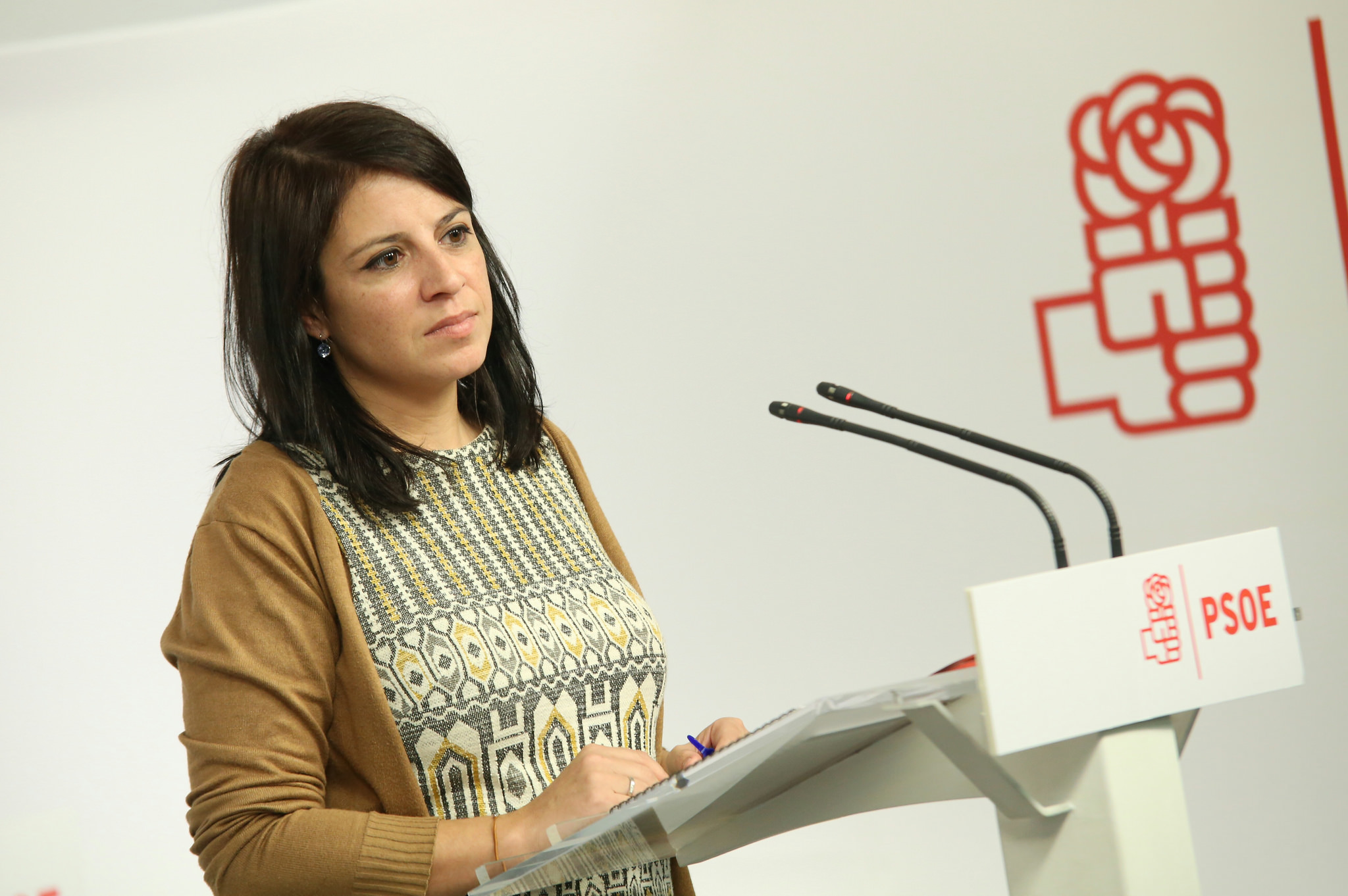 Adriana Lastra, durante un acto del PSOE. 