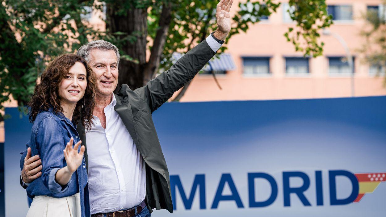 La presidenta de la Comunidad de Madrid, Isabel Díaz Ayuso, y el presidente del PP, Alberto Núñez Feijóo. EP