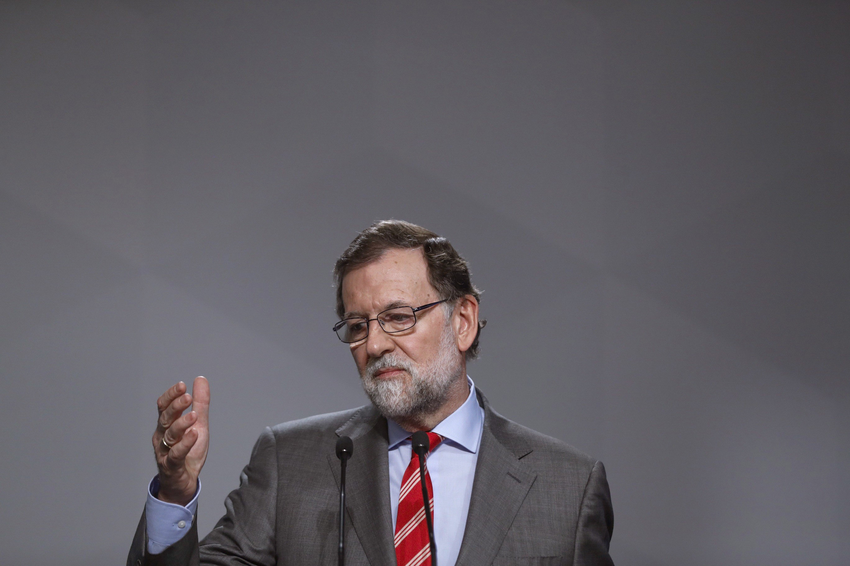 El jefe del Ejecutivo, Mariano Rajoy, durante su comparecencia tras presidir la reunión del Comité Ejecutivo Nacional del PP