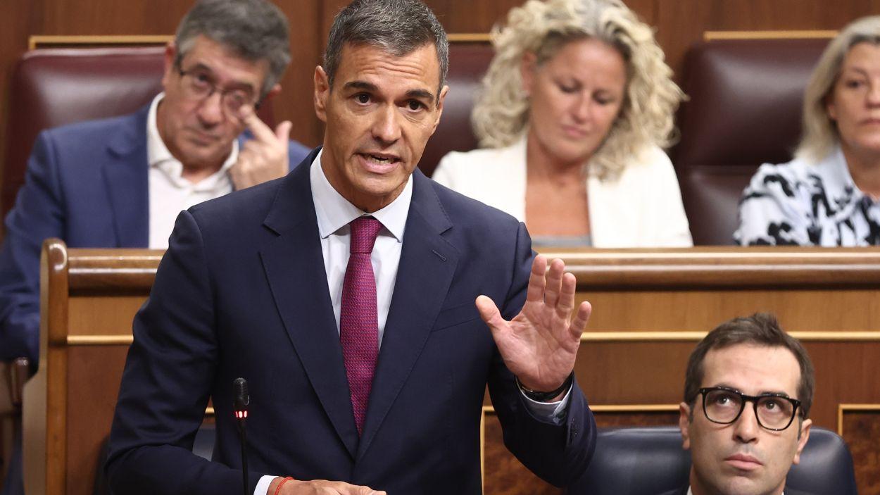 El presidente del Gobierno, Pedro Sánchez, interviene durante una sesión plenaria en el Congreso de los Diputados, a 9 de septiembre de 2026, en Madrid 