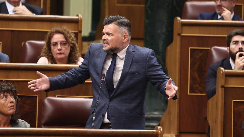 El portavoz de ERC en el Congreso, Gabriel Rufian, interviene durante una sesión plenaria en el Congreso de los Diputados, a 9 de septiembre de 2026, en Madrid (España). EP.