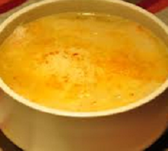 Sopa de cebolla con huevo hilado y rabillo de ternera al horno