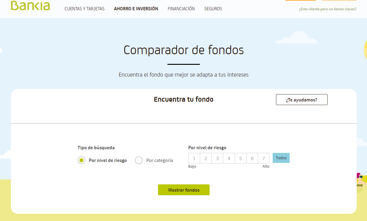 El comparador de fondos online de Bankia