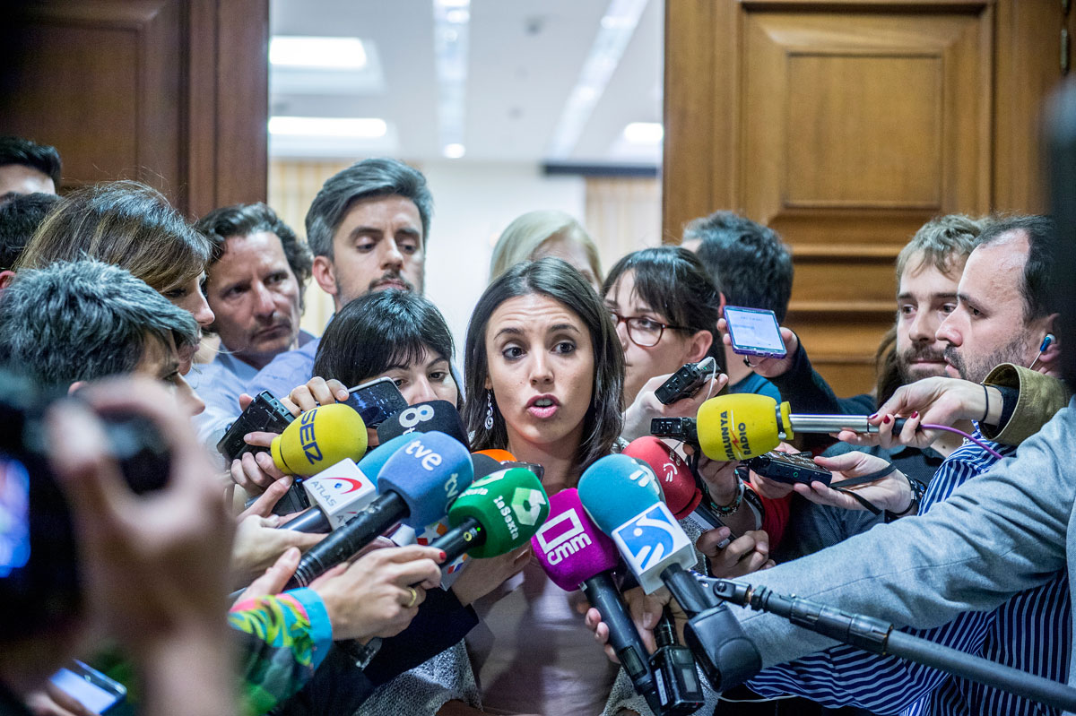 La portavoz de Unidos Podemos en el Congreso, Irene Montero, tras la creación de la Comisión de Investigación sobre la Caja B del PP