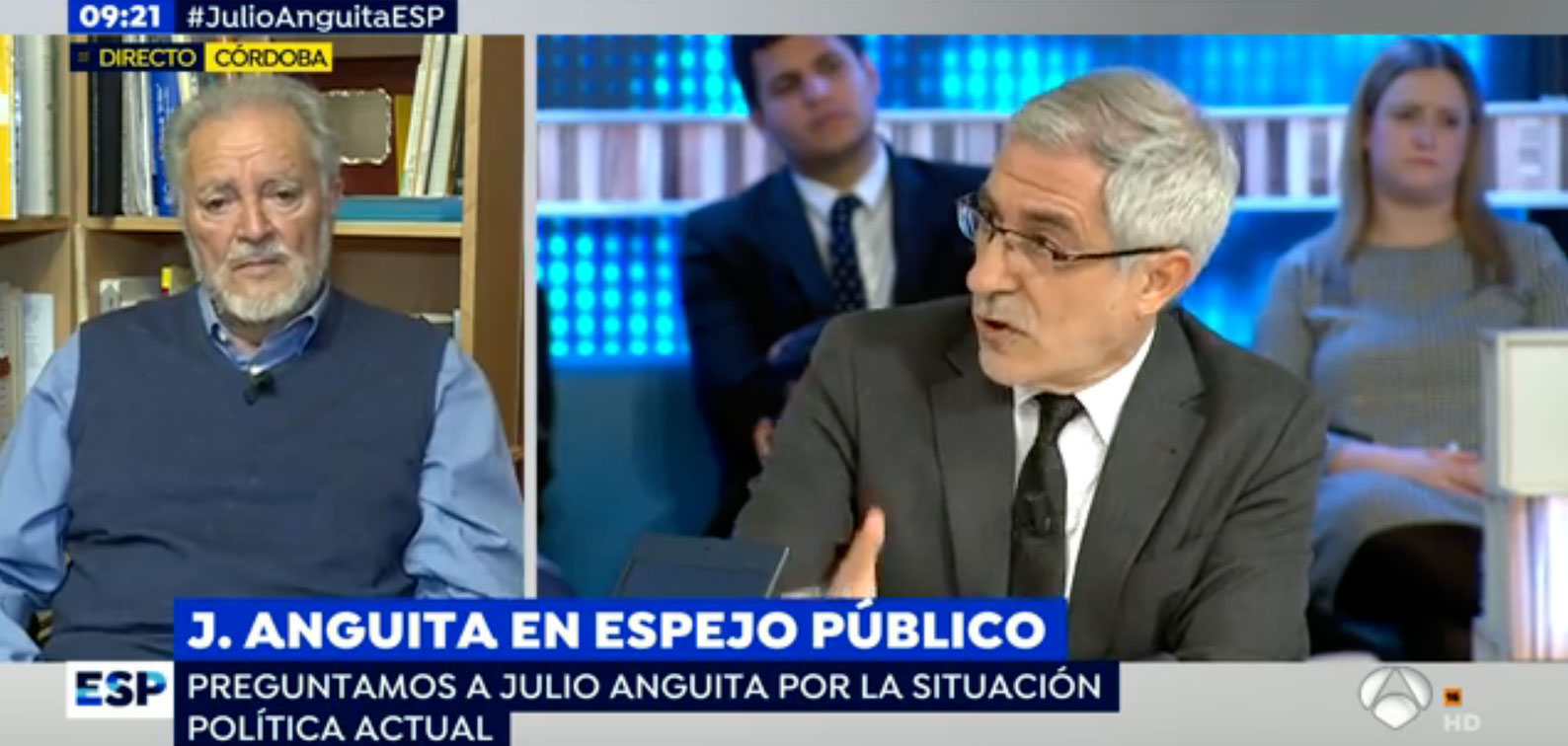 Julio Anguita, entrevistado en Espejo Público