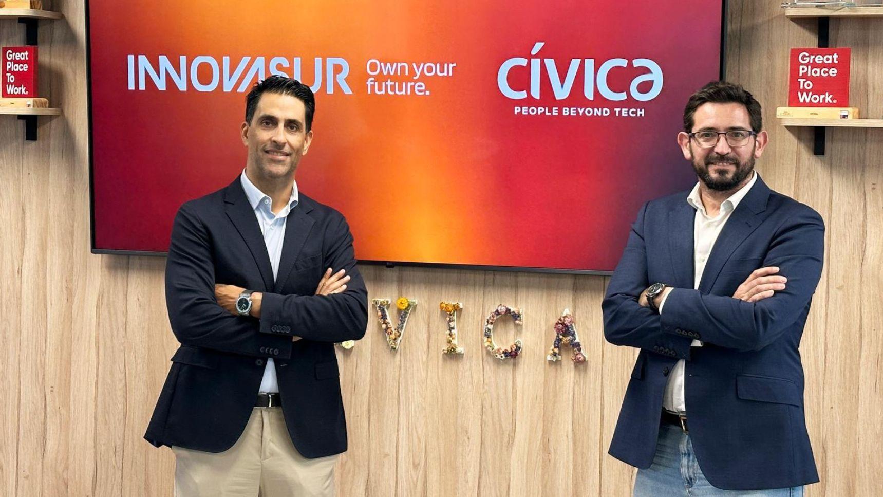 Juanjo Prieto, CEO de INNOVASUR,  y Josep Roig, CEO de Cívica