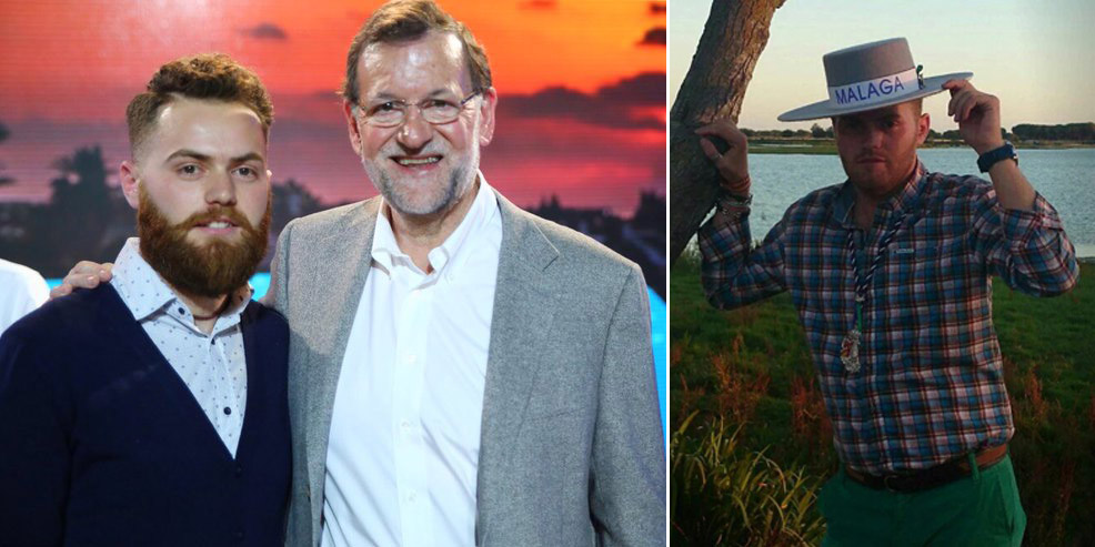 Mariano Rajoy con Joaquín Martín, el hipster rociero del PP (Fotos de la cuenta de Twitter de Rajoy y de la de @LolaPalmero)