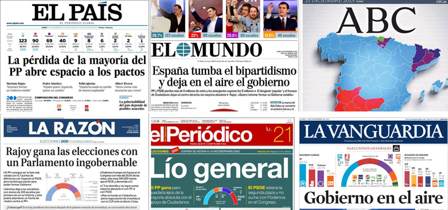 La prensa española, presa del susto por “un Parlamento ingobernable”