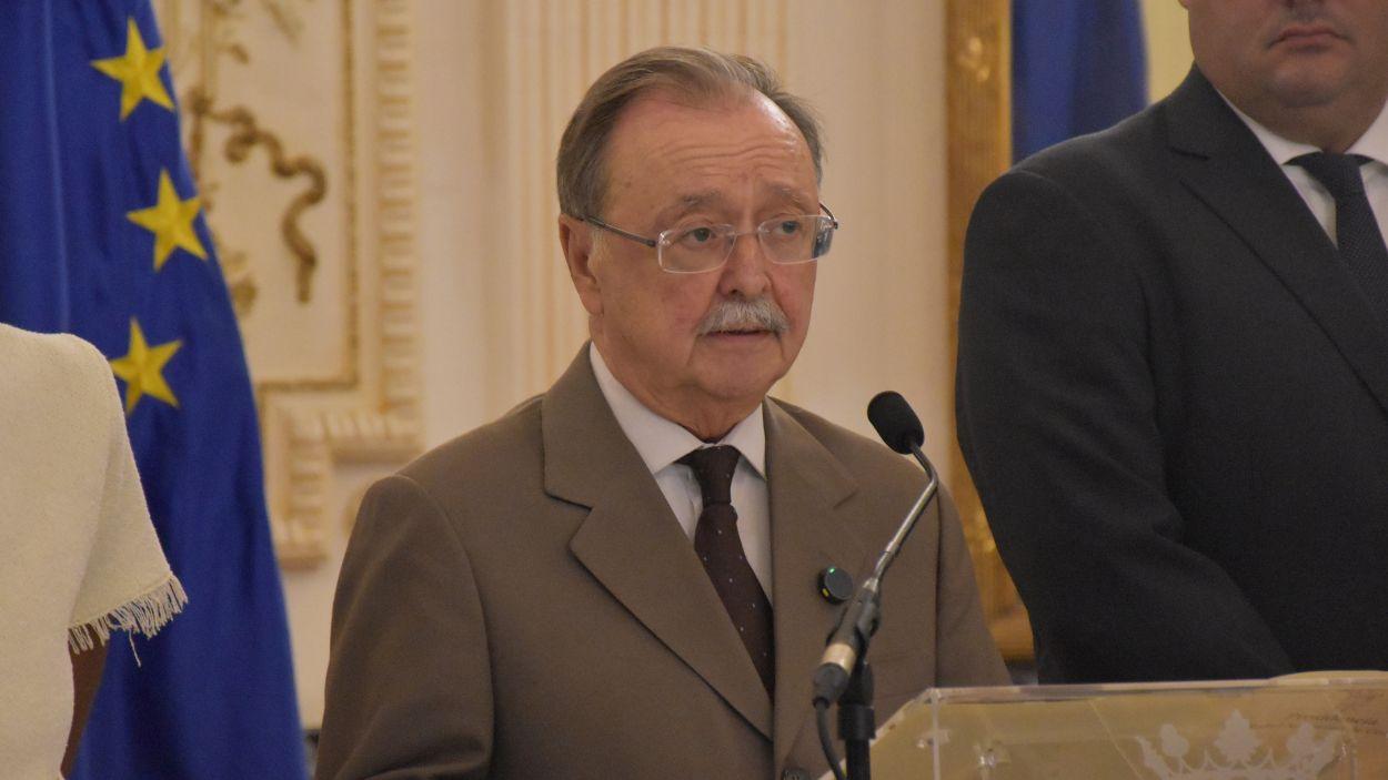 El presidente de Ceuta, Juan Jesús Vivas, en una comparecencia pública. EP.