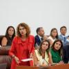 La secretaria general del PSOE-A, María Jesús Montero, se dirige al presidente de la Junta, Juanma Moreno, en el Pleno del Parlamento andaluz / EP