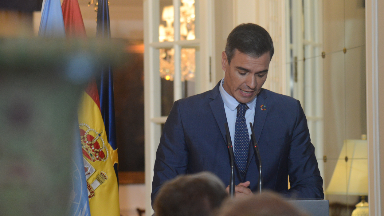 El presidente del Gobierno, Pedro Sánchez, en un viaje a Nueva York. Archivo EP