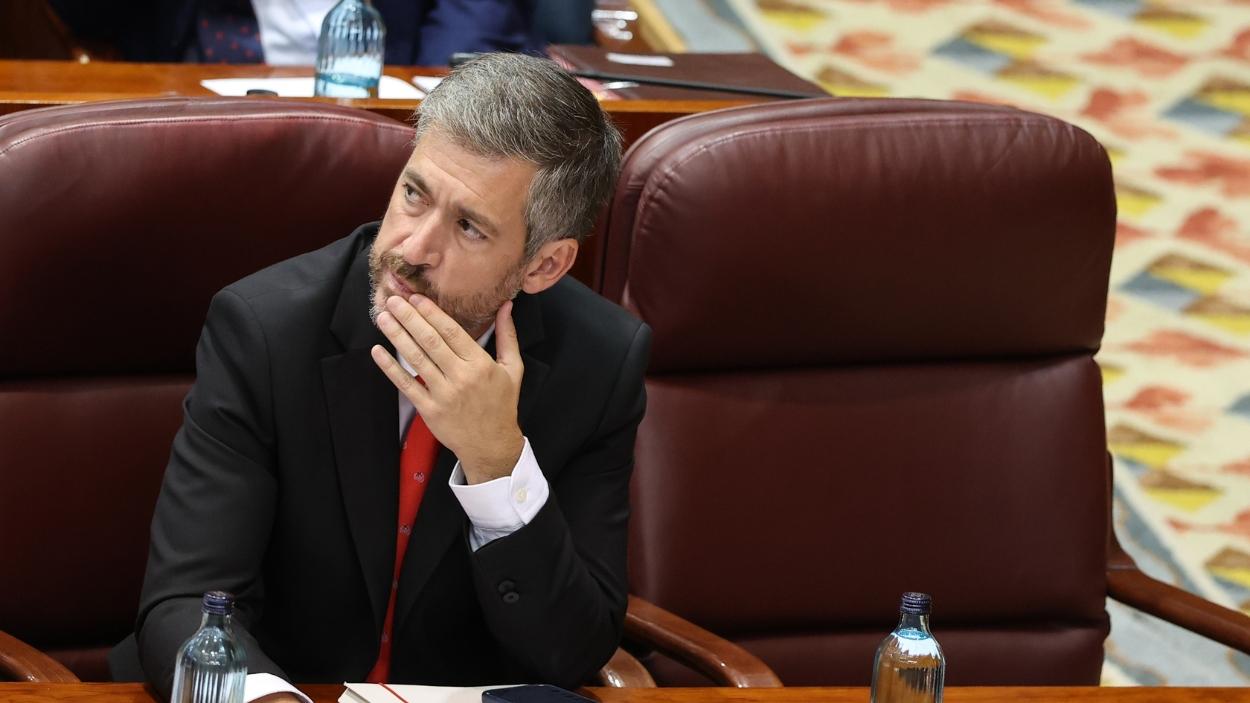 El consejero de Presidencia, Justicia y Administración Local de la Comunidad de Madrid, Miguel Ángel García Martín, durante un pleno en la Asamblea de Madrid. EP.