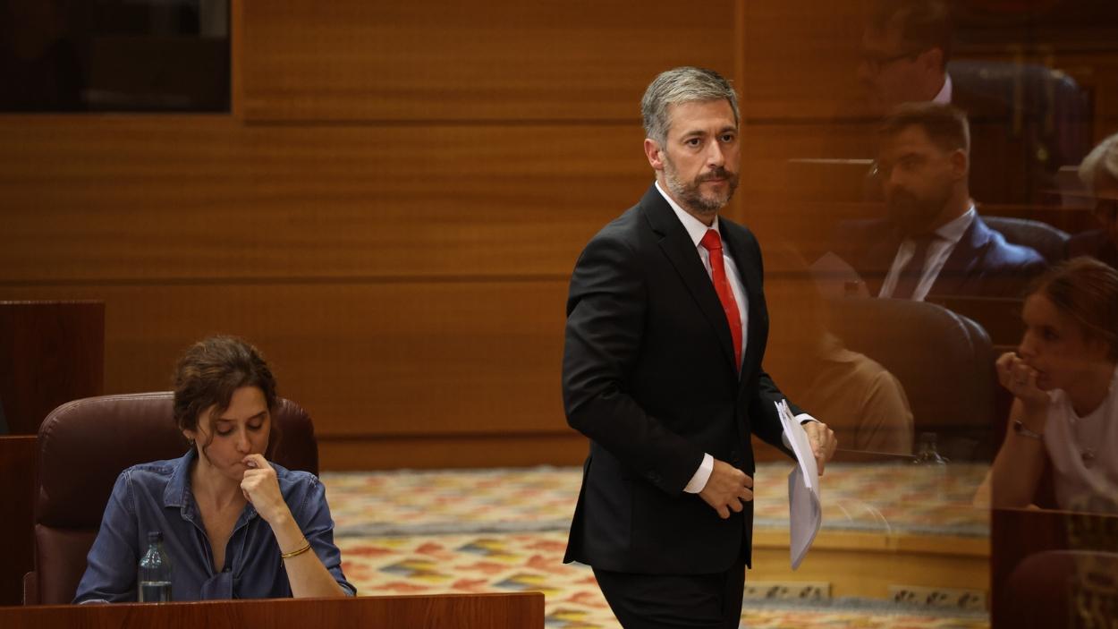 El consejero de Presidencia, Justicia y Administración Local de la Comunidad de Madrid, Miguel Ángel García Martín, durante un pleno en la Asamblea de Madrid. EP. (2)