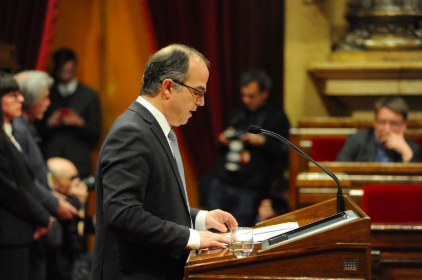 Jordi Turull, durante su discurso como candidato a presidente de la Generalitat.
