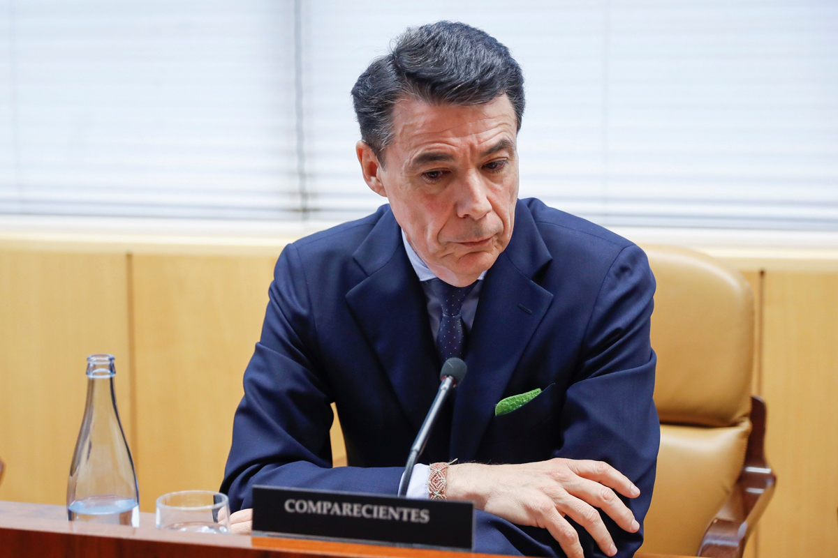 El expresidente de la Comunidad de Madrid, Ignacio González, durante su comparecencia esta mañana en la comisión de investigación de corrupción de la Asamblea de Madrid