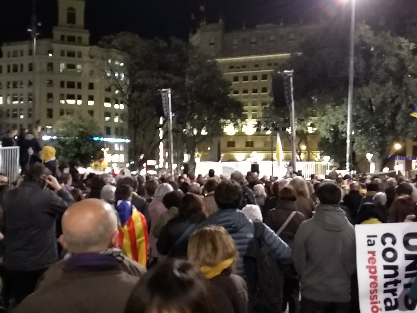 Imagen de la manifestación en la plaza Catalunya de Barcelona.