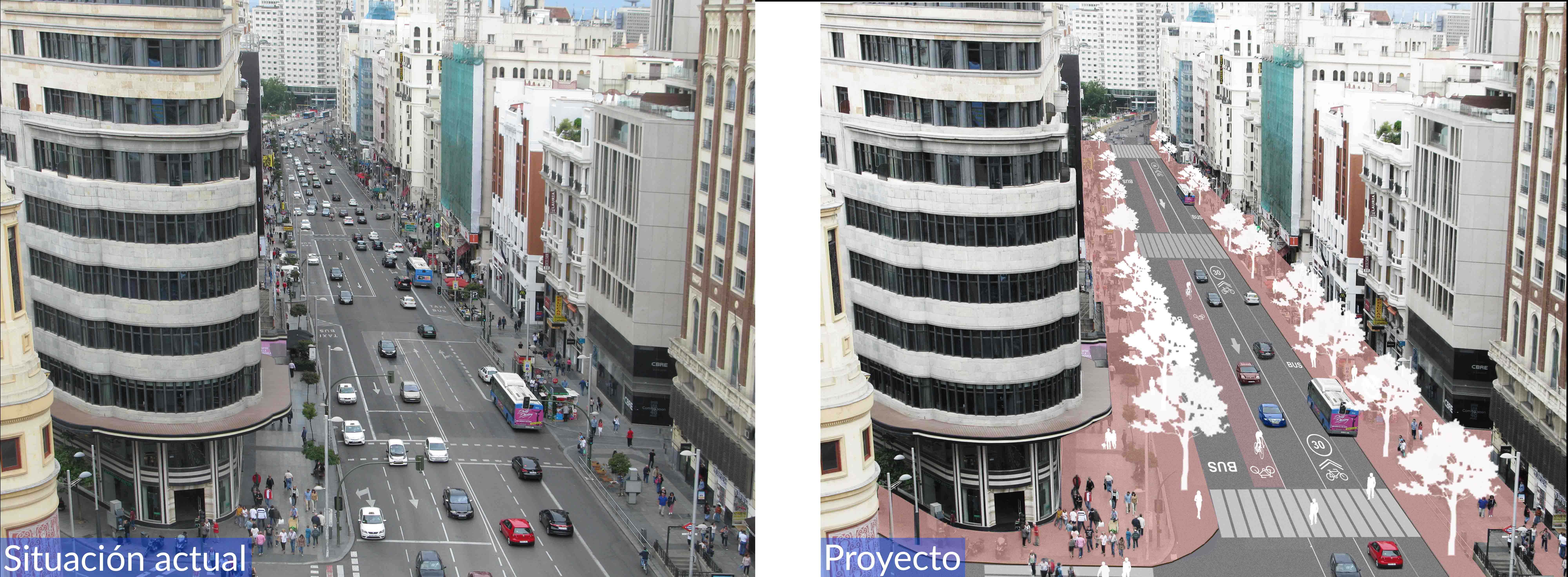 Estado actual y proyecto de remodelación de la Gran Vía de Madrid