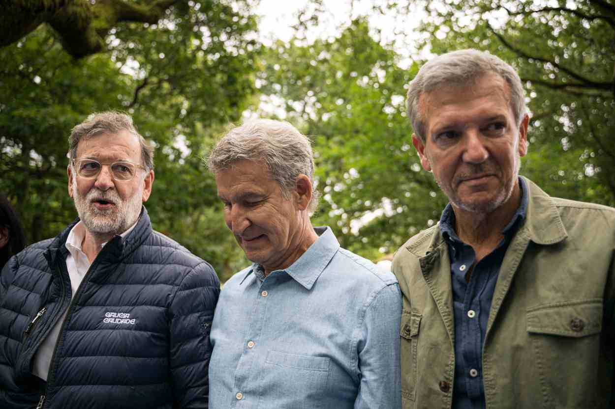 Feijóo, Rueda y Rajoy en la inauguración en Galicia de este curso político (Foto: Europa Press).