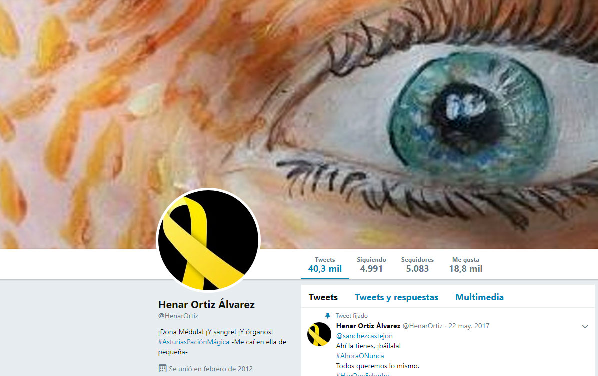 Perfil de Henar Ortiz con el lazo amarillo