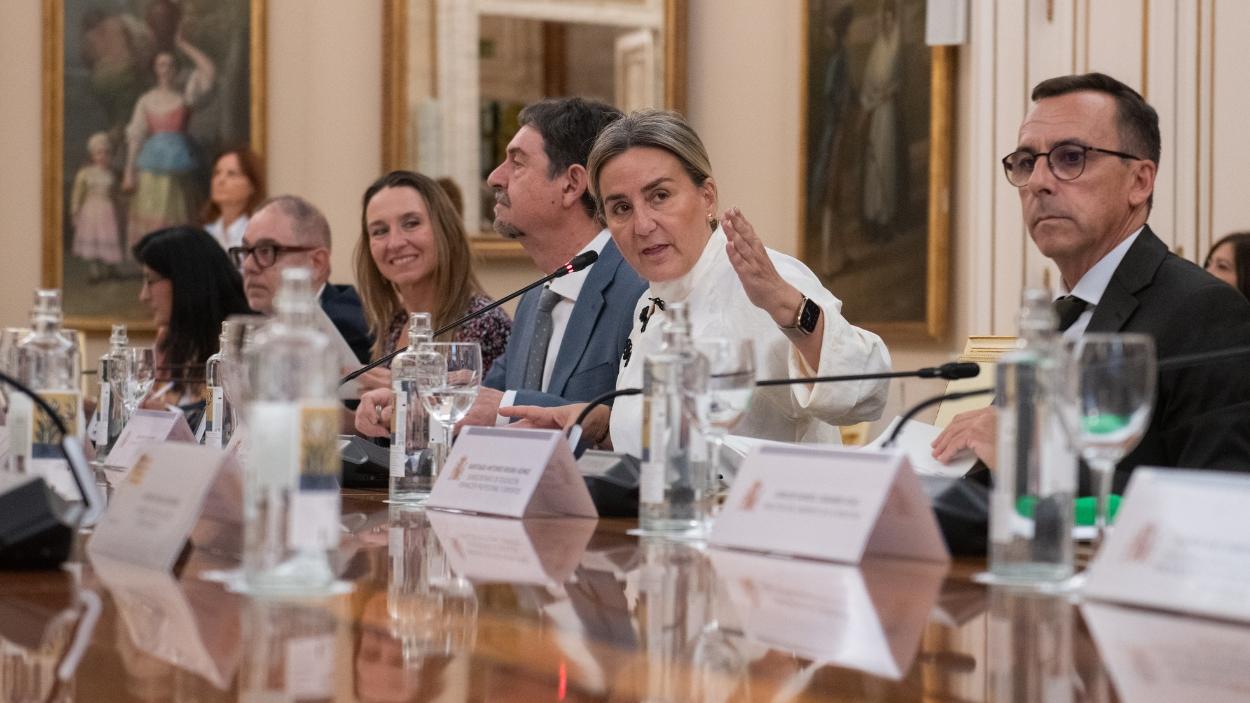 La ministra de Educación, Formación Profesional y Deportes, Milagros Tolón (2d), durante la Conferencia Sectorial de Educación, a 18 de septiembre de 2026, en Madrid. EP.