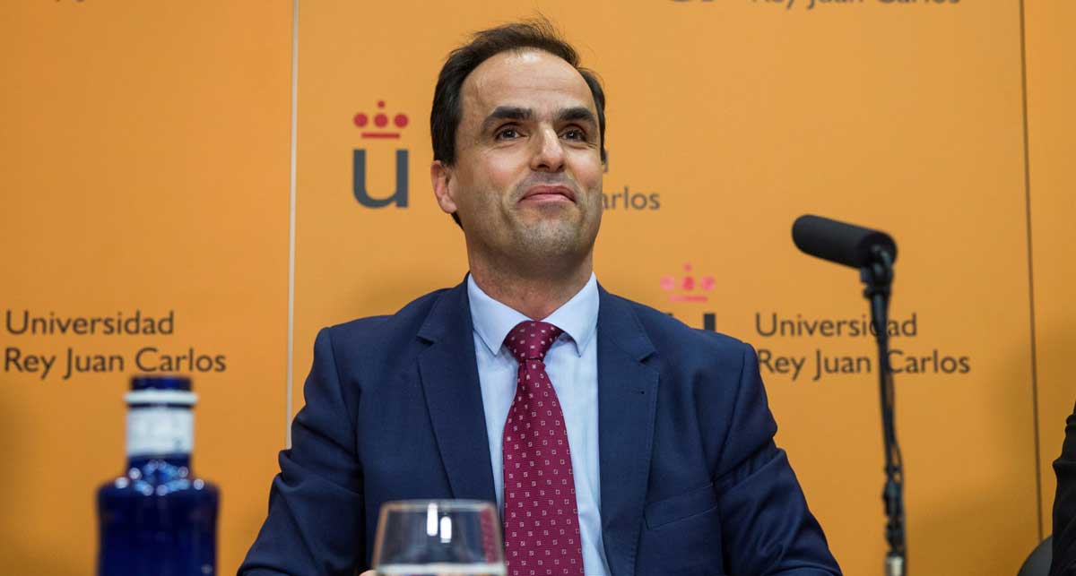 El rector del Universidad Rey Juan Carlos (URJC), Javier Ramos, durante una rueda de prensa