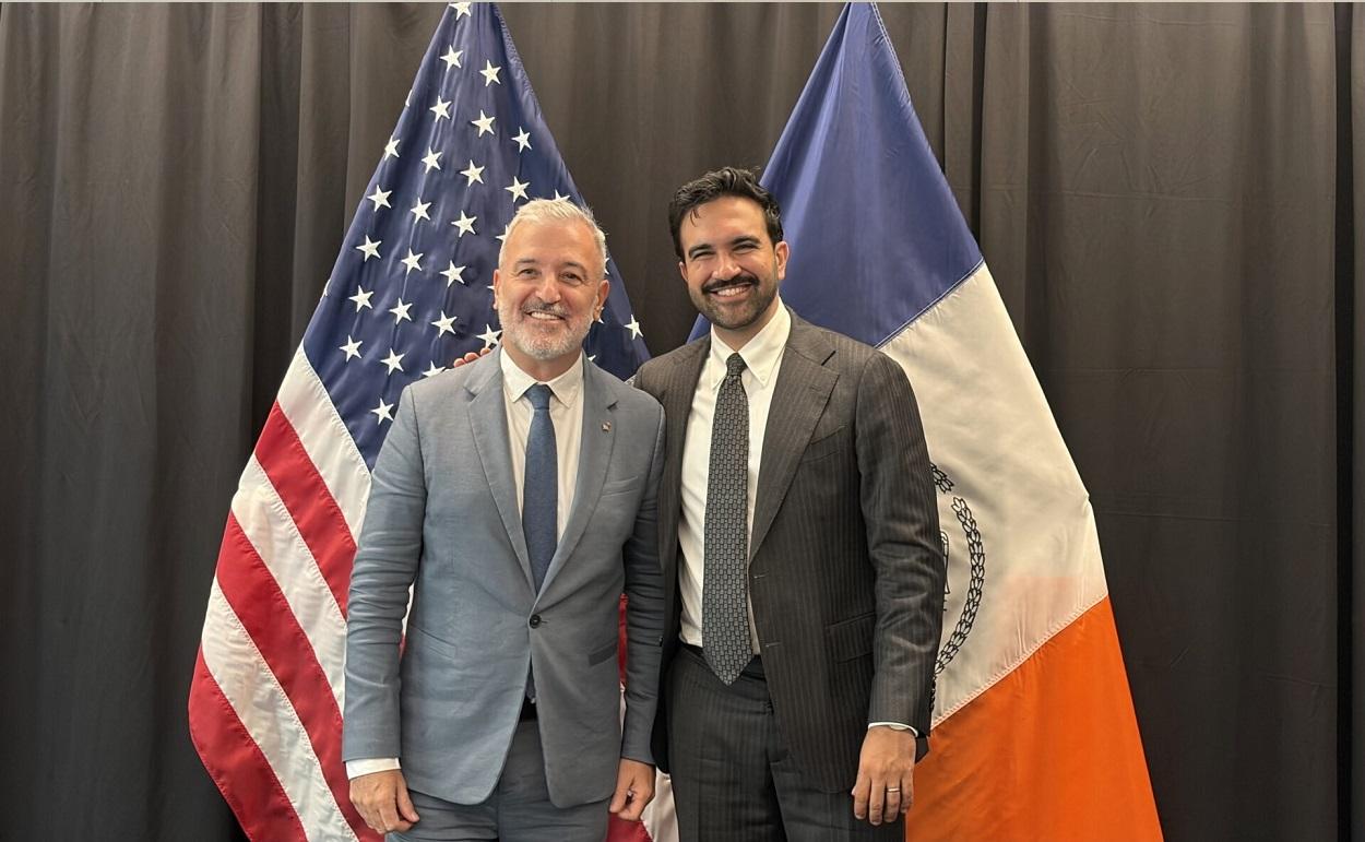 El alcalde de Barcelona, Jaume Collboni, y el alcalde de Nueva York, Zohran Mamdani. EP