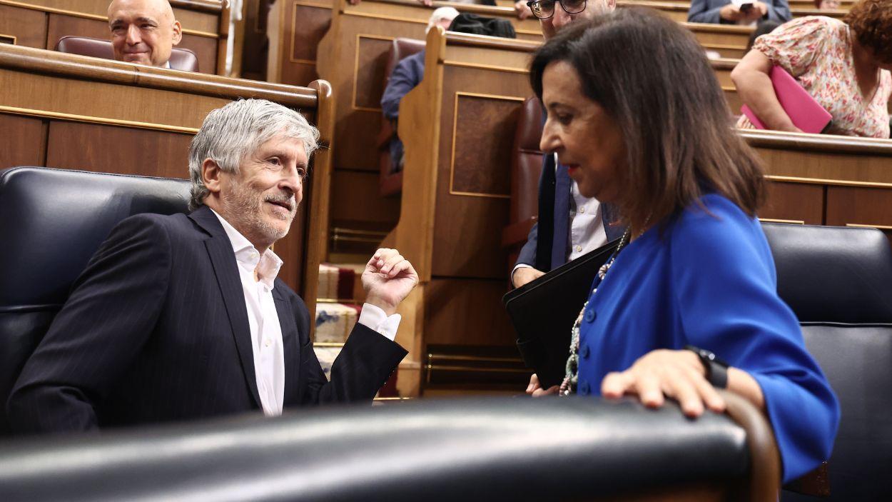 El ministro del Interior, Fernando Grande Marlaska, y la ministra de Defensa, Margarita Robles. EP.