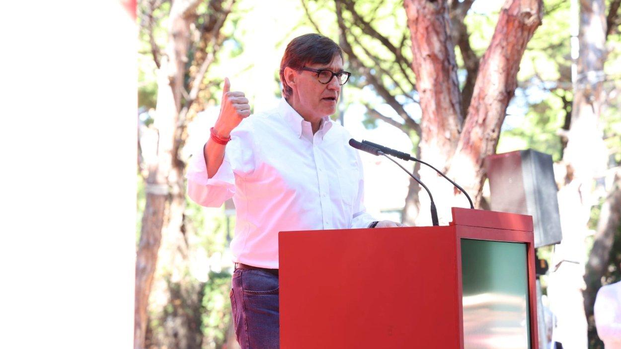 El presidente de la Generalitat, Salvador Illa, en la Festa de la Rosa del PSC, en Gavà (Barcelona), a 20 de septiembre de 2026. Pepa Álvarez