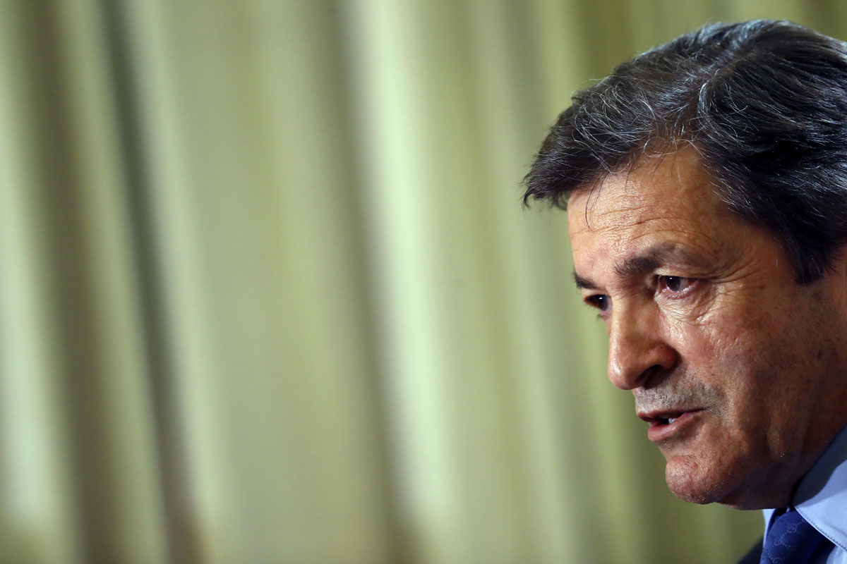 El presidente del Principado de Asturias, Javier Fernández, durante la rueda de prensa tras la Conferencia de Presidentes