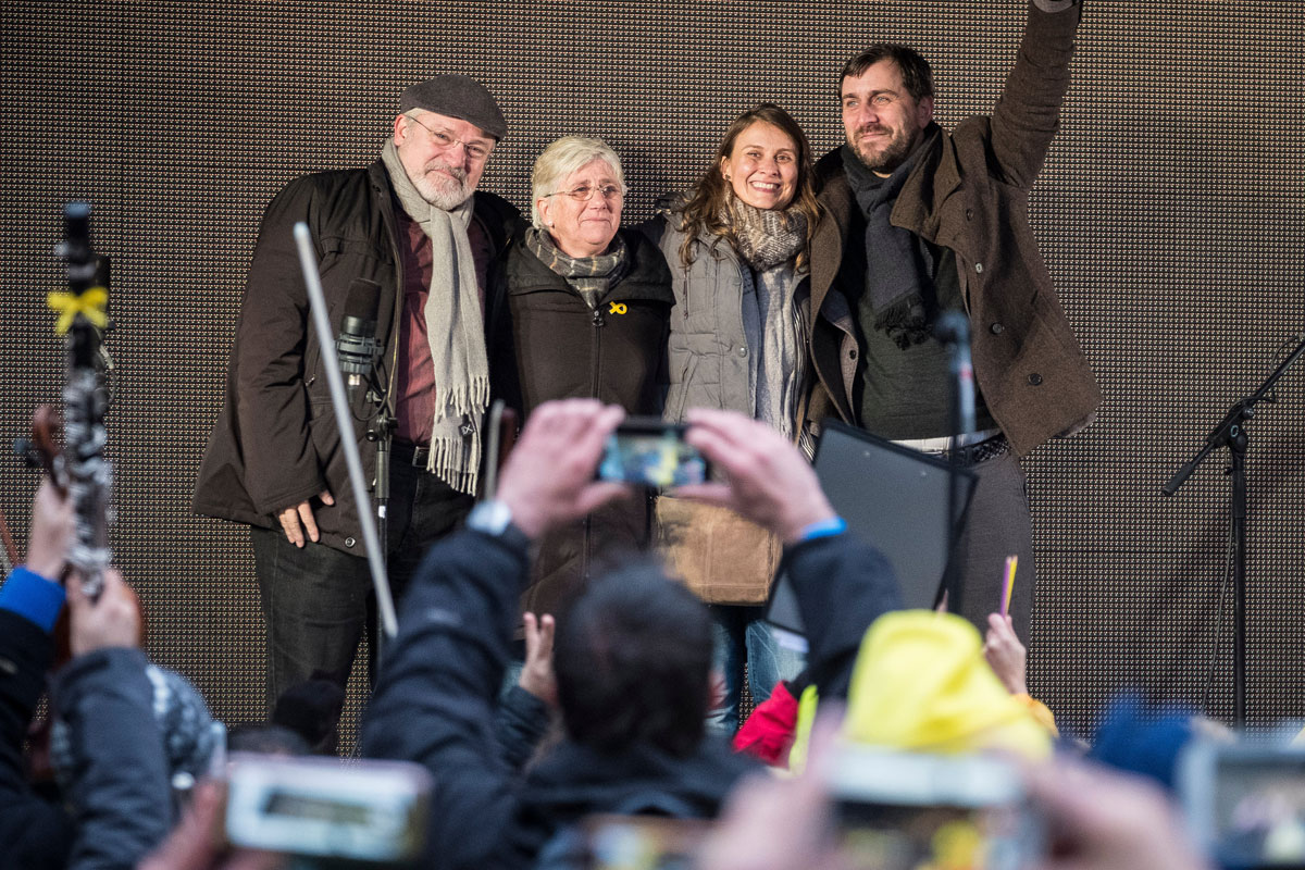 Comín, Ponsatí, Puig y Serret, durante un acto en Bruselas.