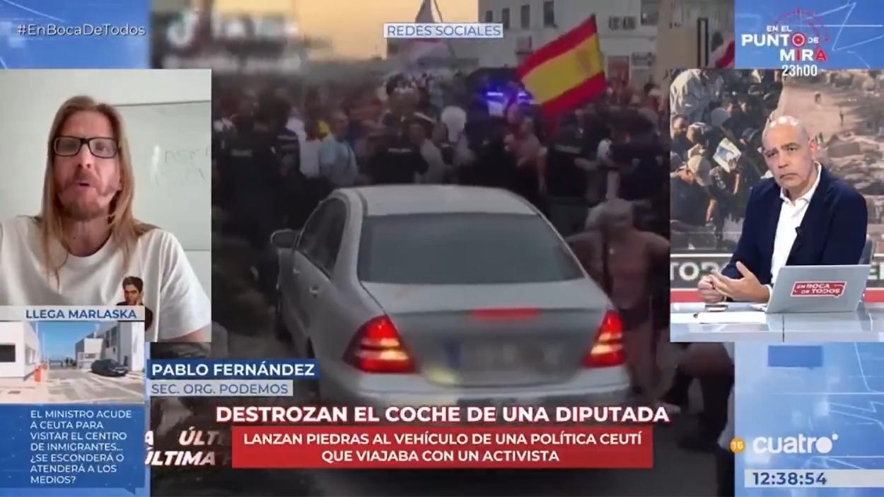 Directo en 'En boca de todos' del presentador Nacho Abad con el secretario de Organización de Podemos, Pablo Fernández. Cuatro