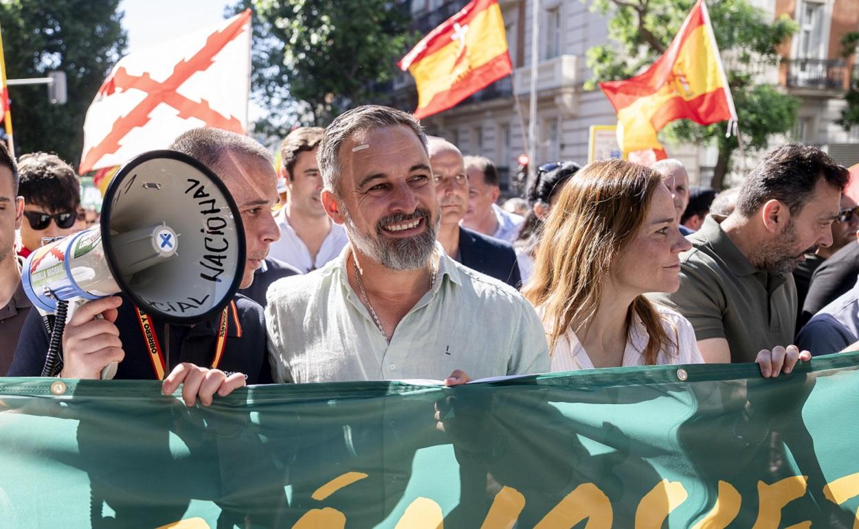 El líder de Vox, Santiago Abascal, en la primera 'Marcha por la dignidad'