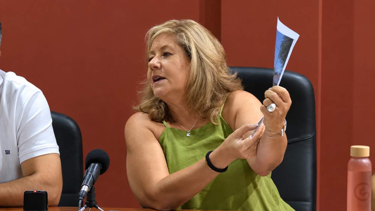 Fotograma de la sesión plenaria en la que la alcaldesa del PP, María Antonia Álvaro, muestra imágenes y conversaciones privadas de la exconcejala. EP.