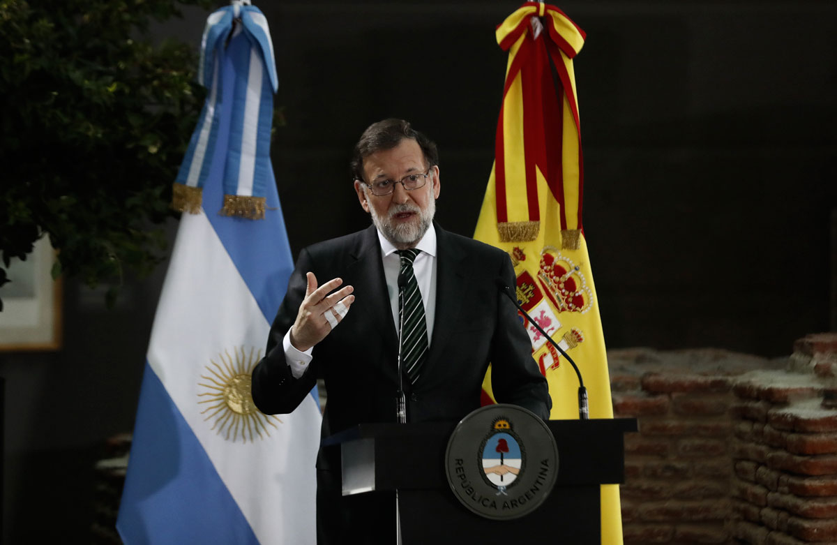 El presidente del Gobierno de España, Mariano Rajoy,  en la Casa Rosada en Buenos Aires (Argentina).