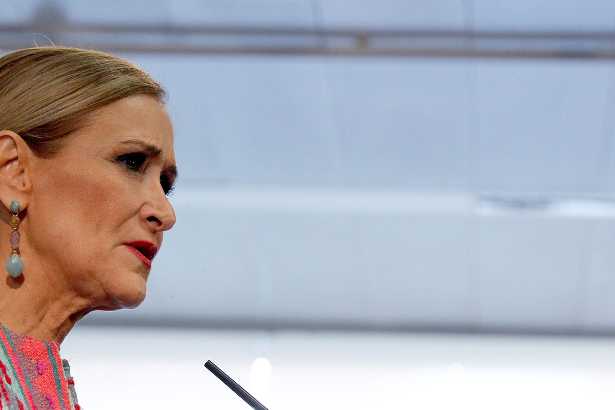 La presidenta madrileña, Cristina Cifuentes, durante la rueda de prensa ofrecida al final del pleno extraordinario de la Asamblea de Madrid, la semana pasada. 