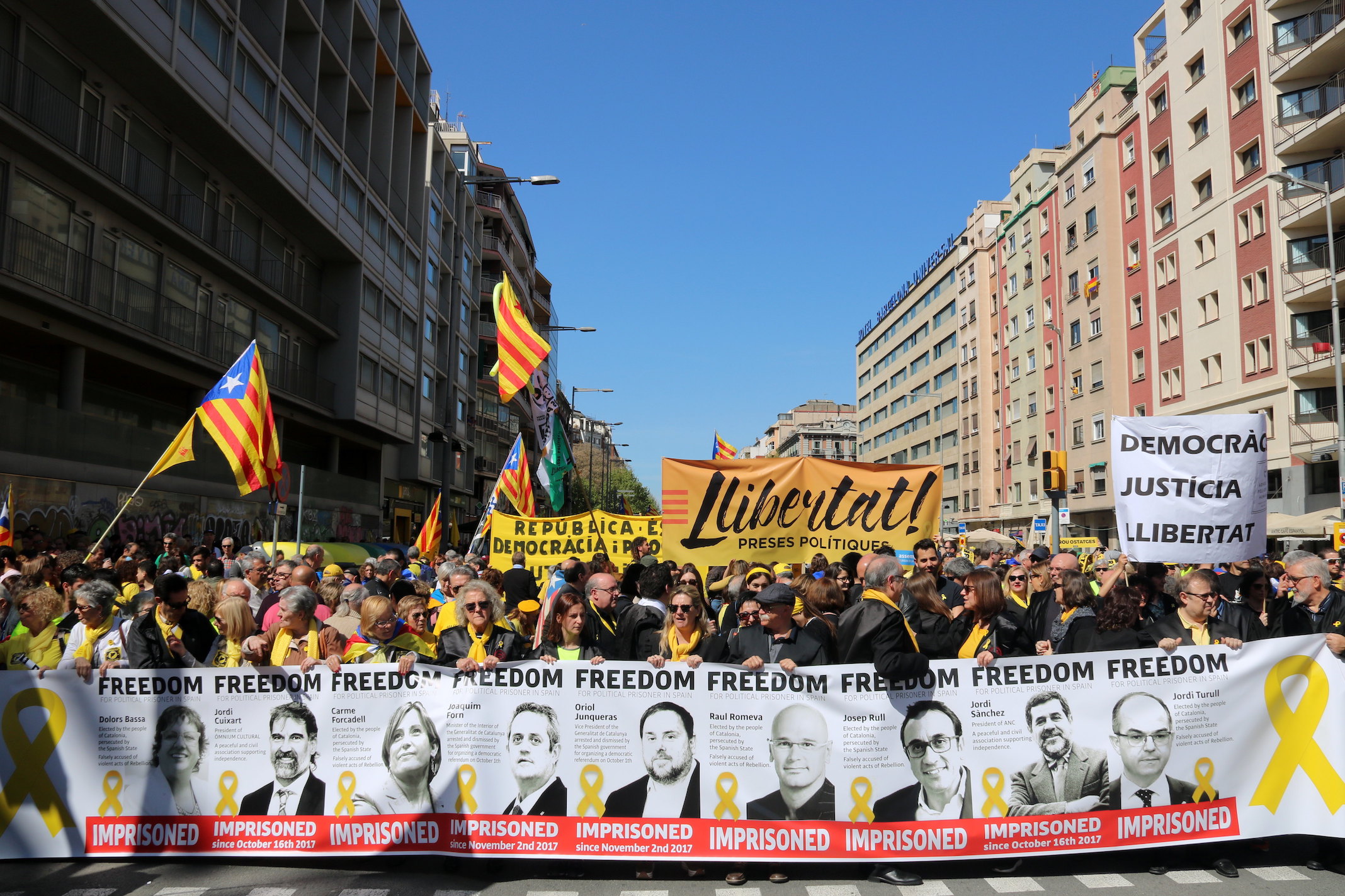 Manifestación independentista en Barcelona el 15 de abril.