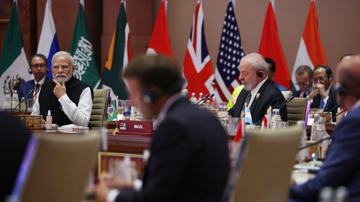  El presidente de Brasil, Luiz Inácio Lula da Silva, y el primer ministro de India, Narendra Modi, asisten a la sesión final de la Cumbre del G20. EP/Archivo.