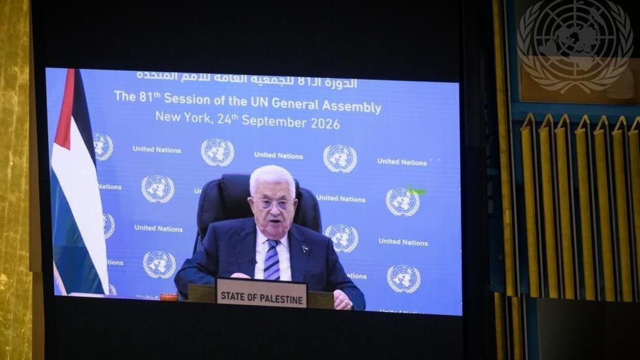 Mahmud Abbas, presidente de la Autoridad Palestina, participa en la Asamblea General de la ONU por videoconferencia. EP.